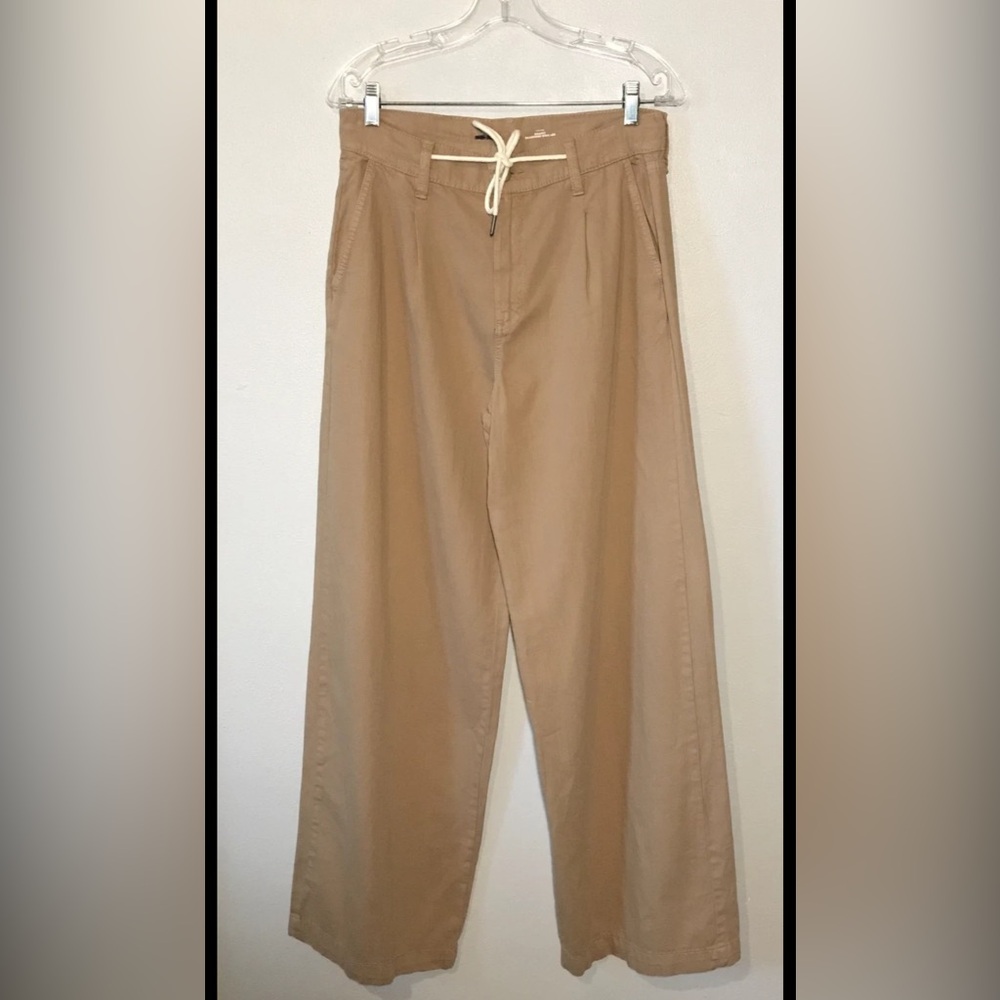 Old Navy Women's Pants Size2 Tall High Rise Drapey Drawcord Wide Leg 100% Cotton